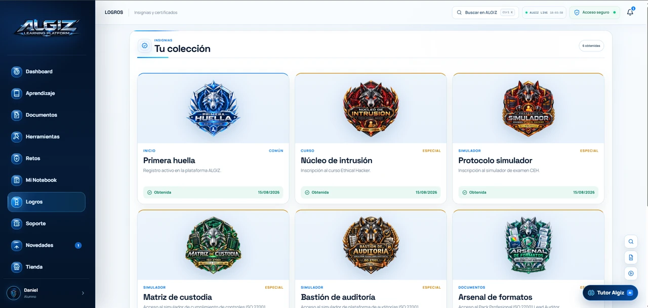 Colección de logros e insignias ALGIZ